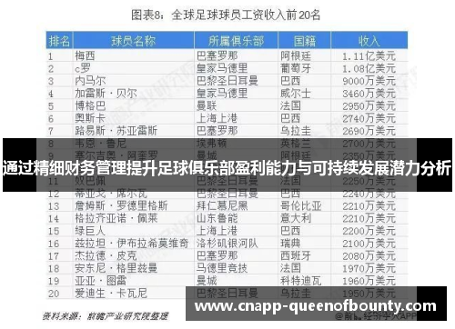 通过精细财务管理提升足球俱乐部盈利能力与可持续发展潜力分析
